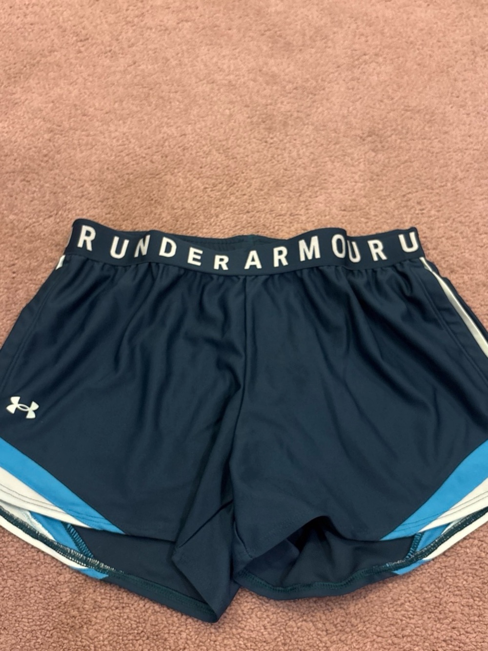 Under Armour Navy Blue Athletic Shorts with Light Blue Trim